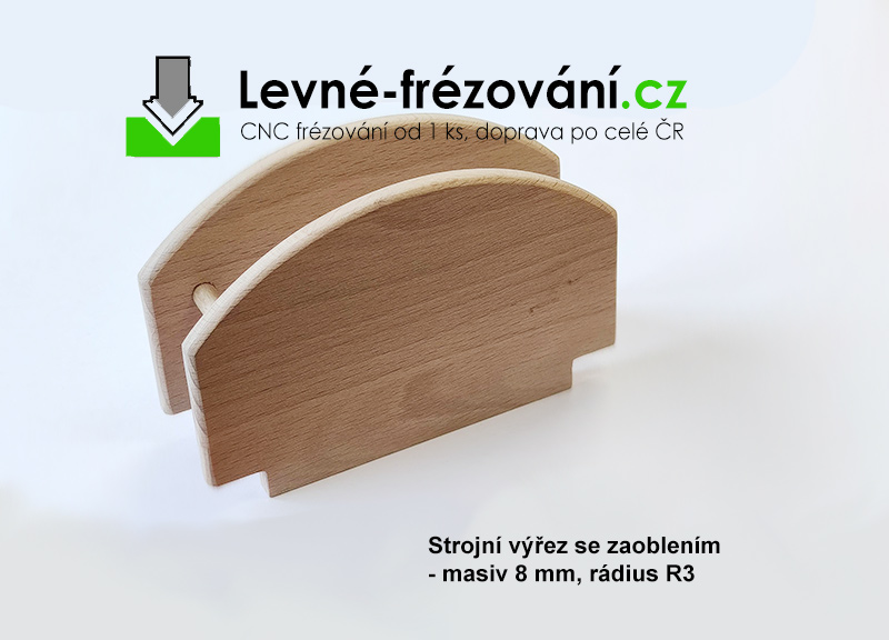 Zaoblená hrana na CNC výřezu ze dřeva